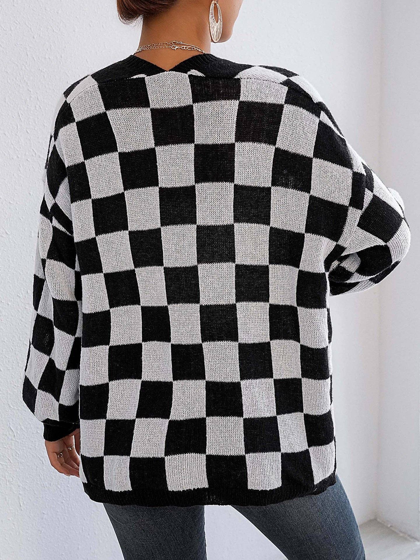 Black & White Checkered Cardigan