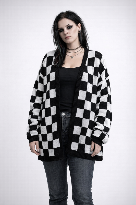 Black & White Checkered Cardigan